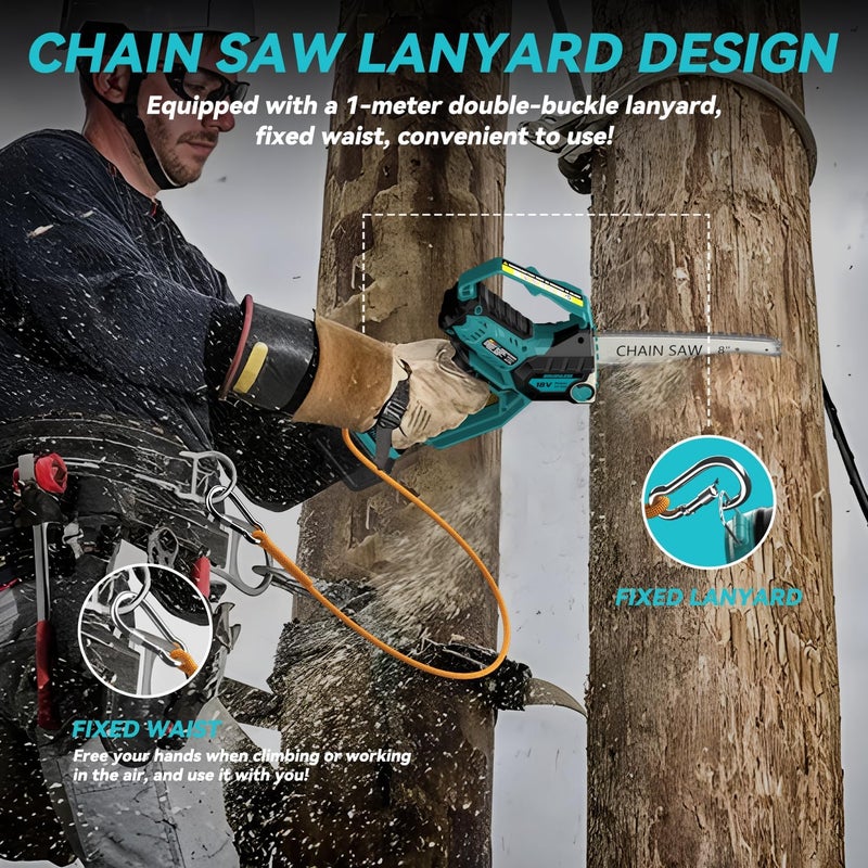 DEMIMA Mini Chainsaw for Makita 18V Battery, 8-Inch and 6-Inch 2-IN-1 Cordless Electric Chain saw with Brushless Motor and Auto-Oiler, 800W Hand Mini Chainsaw for Tree Pruning Wood Cutting(No Battery) - Image 5